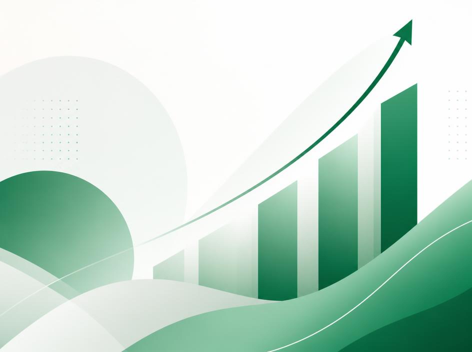 Abstract geometric pattern representing financial growth in emerald and white